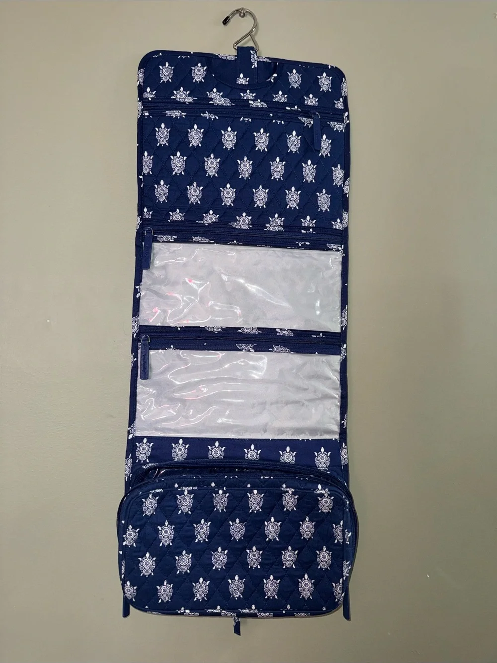 Vera Bradley Navy and White Quilted Floral Zipper Pouch